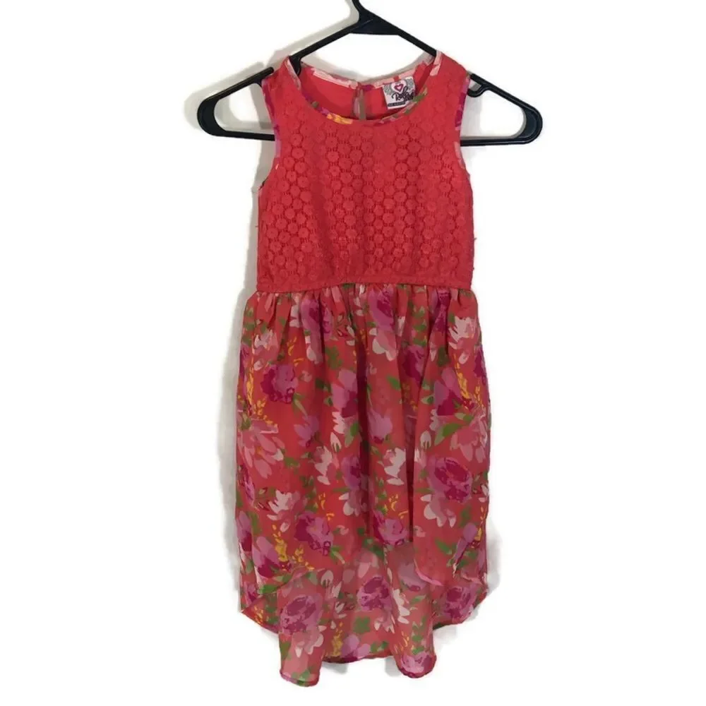 Girls pink and Floral‎ Hi Low Dress brand new